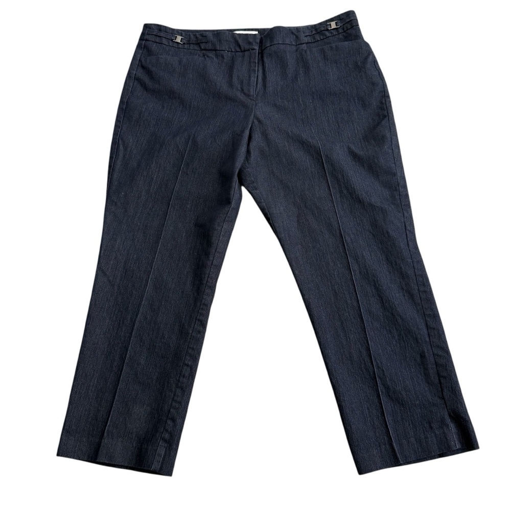 New York & Co Straight-Leg Pant Women’s Size 10 Navy Trouser Horsebit Waist